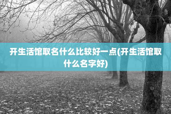 开生活馆取名什么比较好一点(开生活馆取什么名字好)