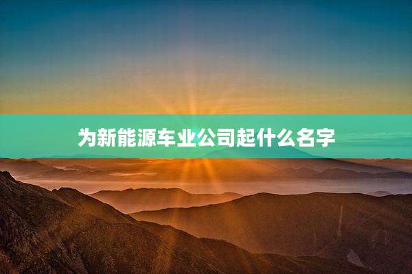 为新能源车业公司起什么名字