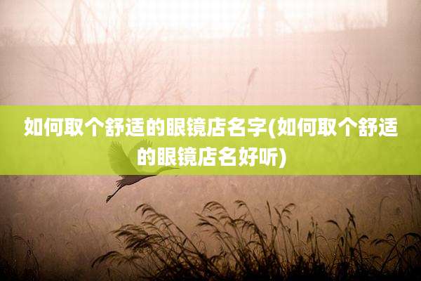 如何取个舒适的眼镜店名字(如何取个舒适的眼镜店名好听)