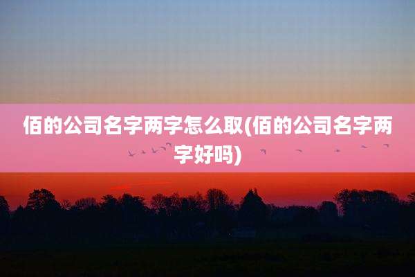 佰的公司名字两字怎么取(佰的公司名字两字好吗)