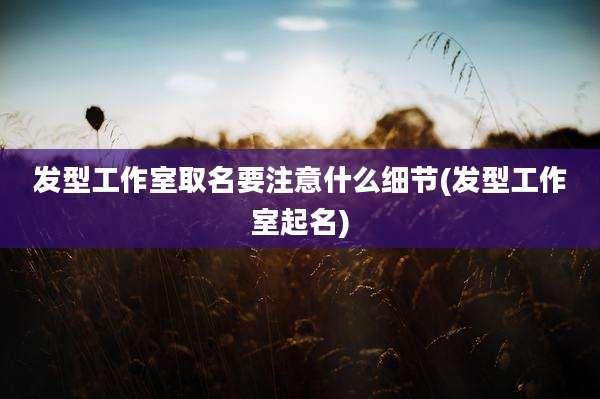 发型工作室取名要注意什么细节(发型工作室起名)
