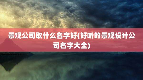 景观公司取什么名字好(好听的景观设计公司名字大全)