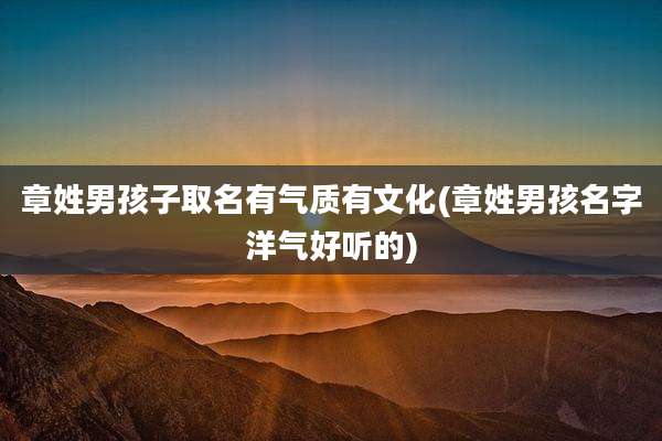 章姓男孩子取名有气质有文化(章姓男孩名字洋气好听的)