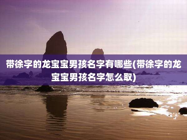 带徐字的龙宝宝男孩名字有哪些(带徐字的龙宝宝男孩名字怎么取)