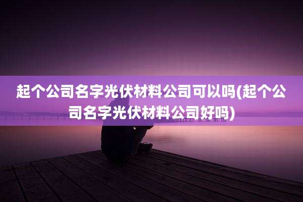 起个公司名字光伏材料公司可以吗(起个公司名字光伏材料公司好吗)