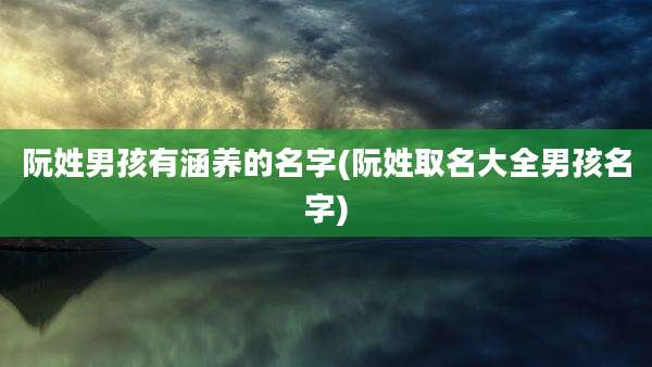 阮姓男孩有涵养的名字(阮姓取名大全男孩名字)