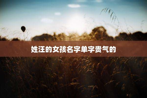 姓汪的女孩名字单字贵气的