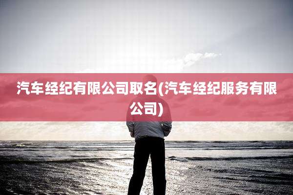 汽车经纪有限公司取名(汽车经纪服务有限公司)