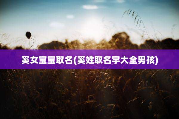 奚女宝宝取名(奚姓取名字大全男孩)