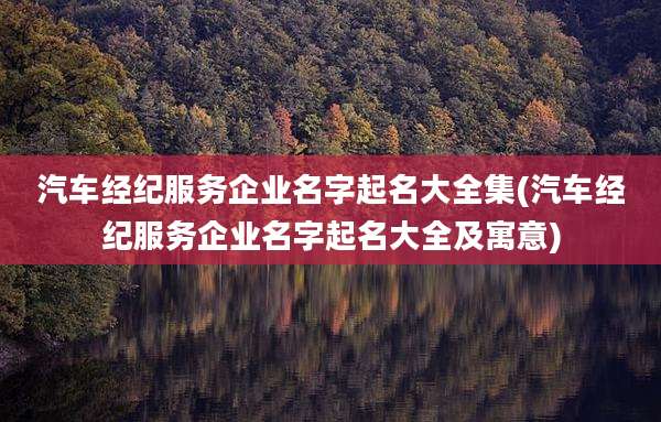 汽车经纪服务企业名字起名大全集(汽车经纪服务企业名字起名大全及寓意)