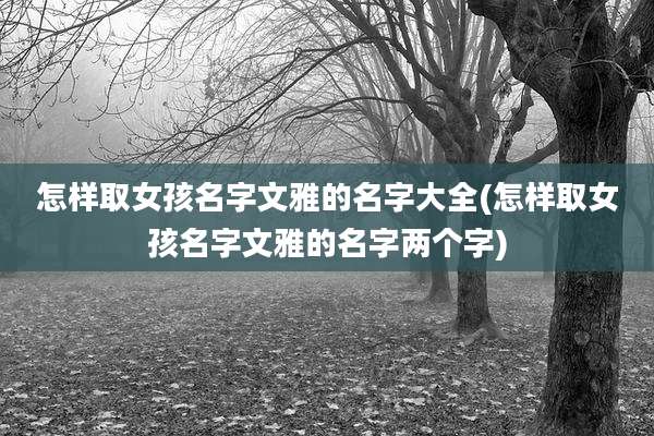 怎样取女孩名字文雅的名字大全(怎样取女孩名字文雅的名字两个字)