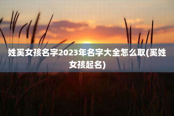 姓奚女孩名字2023年名字大全怎么取(奚姓女孩起名)