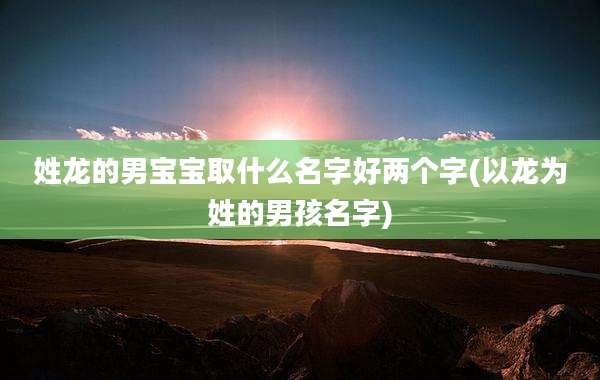 姓龙的男宝宝取什么名字好两个字(以龙为姓的男孩名字)