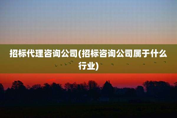 招标代理咨询公司(招标咨询公司属于什么行业)