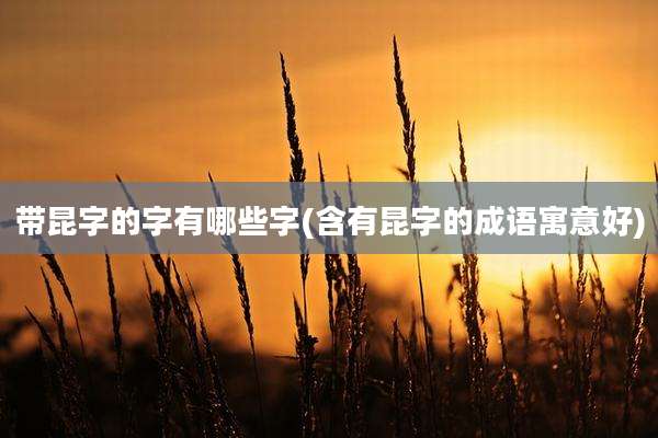 带昆字的字有哪些字(含有昆字的成语寓意好)