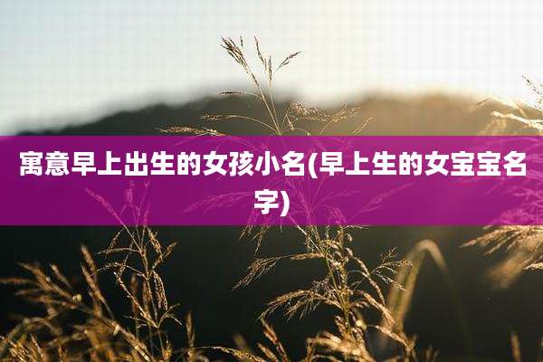 寓意早上出生的女孩小名(早上生的女宝宝名字)