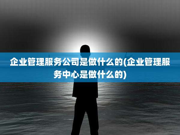 企业管理服务公司是做什么的(企业管理服务中心是做什么的)