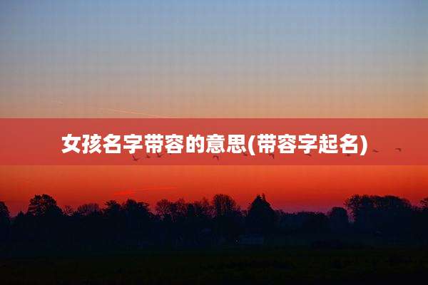 女孩名字带容的意思(带容字起名)