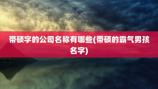 带硕字的公司名称有哪些(带硕的霸气男孩名字)