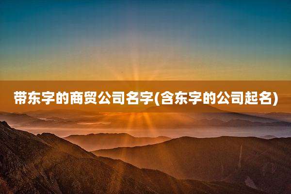 带东字的商贸公司名字(含东字的公司起名)