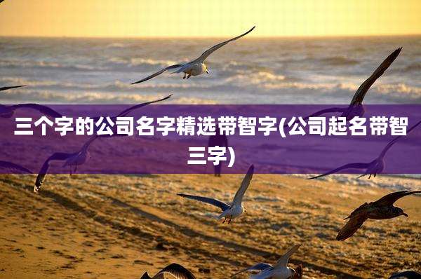三个字的公司名字精选带智字(公司起名带智三字)