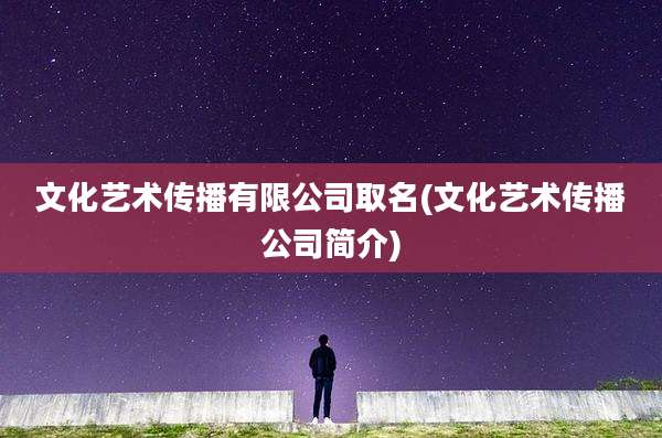 文化艺术传播有限公司取名(文化艺术传播公司简介)