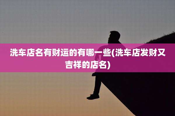 洗车店名有财运的有哪一些(洗车店发财又吉祥的店名)