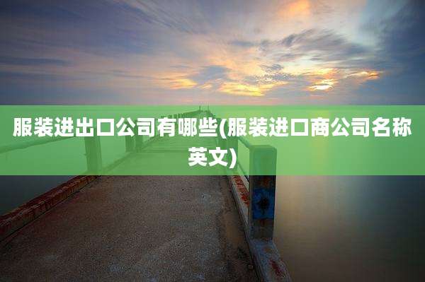 服装进出口公司有哪些(服装进口商公司名称英文)