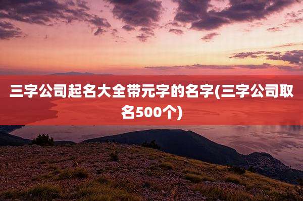 三字公司起名大全带元字的名字(三字公司取名500个)