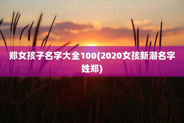 郑女孩子名字大全100(2020女孩新潮名字姓郑)
