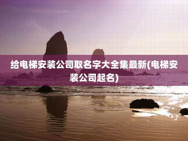 给电梯安装公司取名字大全集最新(电梯安装公司起名)