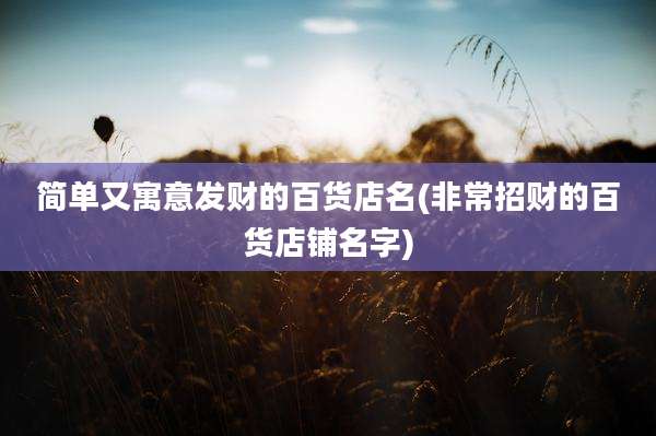 简单又寓意发财的百货店名(非常招财的百货店铺名字)