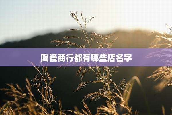 陶瓷商行都有哪些店名字