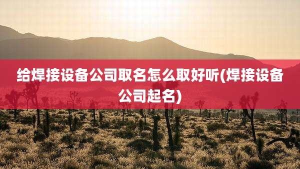 给焊接设备公司取名怎么取好听(焊接设备公司起名)
