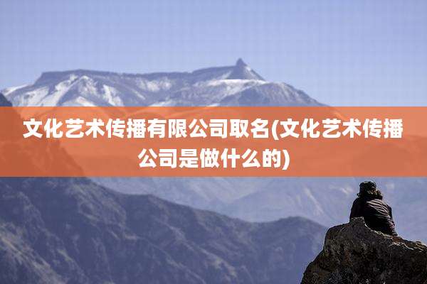 文化艺术传播有限公司取名(文化艺术传播公司是做什么的)