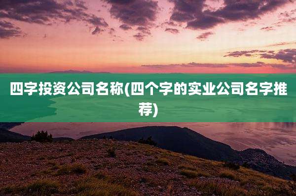 四字投资公司名称(四个字的实业公司名字推荐)