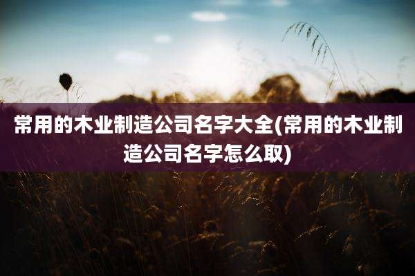 常用的木业制造公司名字大全(常用的木业制造公司名字怎么取)