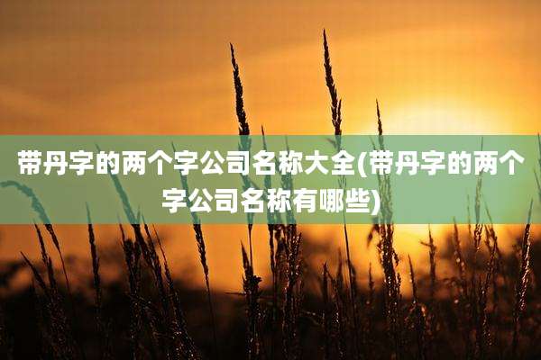带丹字的两个字公司名称大全(带丹字的两个字公司名称有哪些)