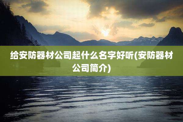 给安防器材公司起什么名字好听(安防器材公司简介)