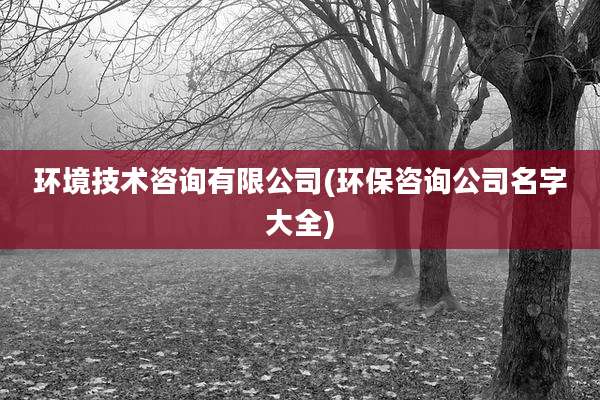 环境技术咨询有限公司(环保咨询公司名字大全)