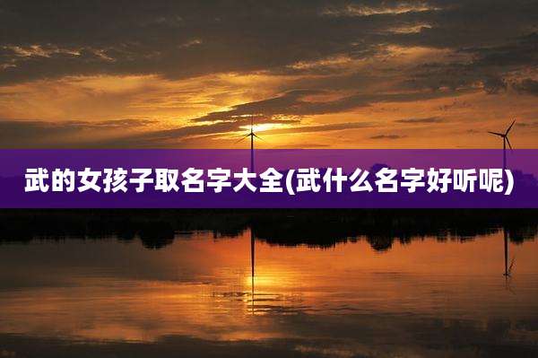 武的女孩子取名字大全(武什么名字好听呢)