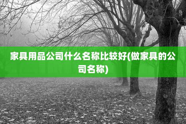家具用品公司什么名称比较好(做家具的公司名称)