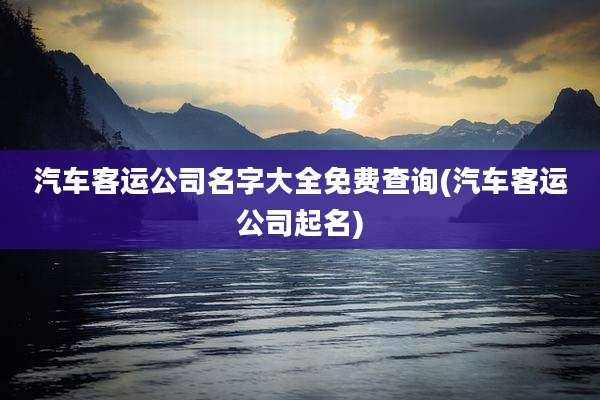 汽车客运公司名字大全免费查询(汽车客运公司起名)