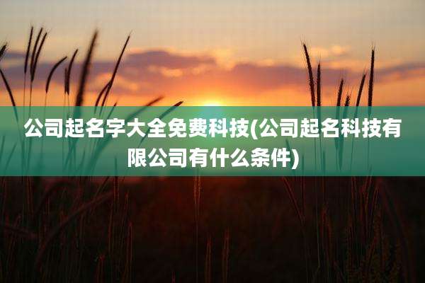公司起名字大全免费科技(公司起名科技有限公司有什么条件)
