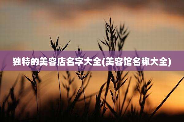 独特的美容店名字大全(美容馆名称大全)