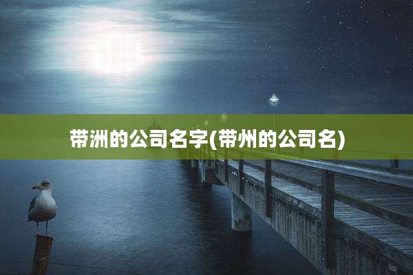 带洲的公司名字(带州的公司名)