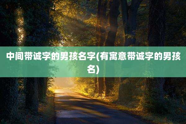 中间带诚字的男孩名字(有寓意带诚字的男孩名)