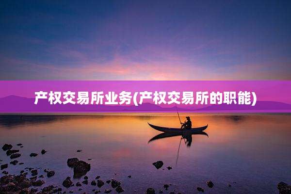 产权交易所业务(产权交易所的职能)