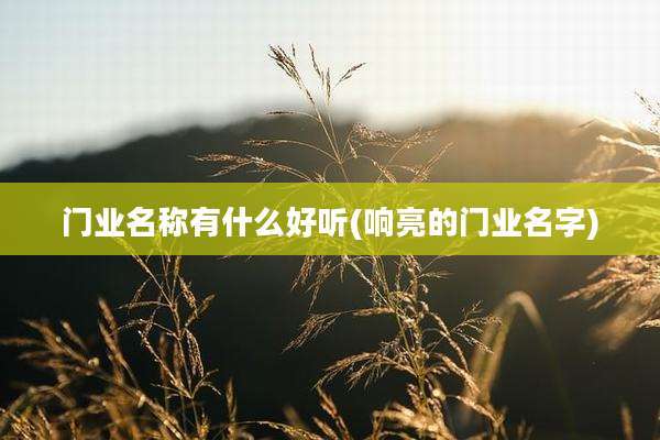 门业名称有什么好听(响亮的门业名字)