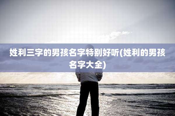 姓利三字的男孩名字特别好听(姓利的男孩名字大全)